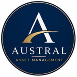Austral Asset Management logo featuring white and gold letter A on dark blue circular background